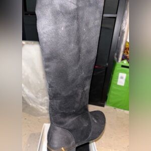 Black suede knee boots